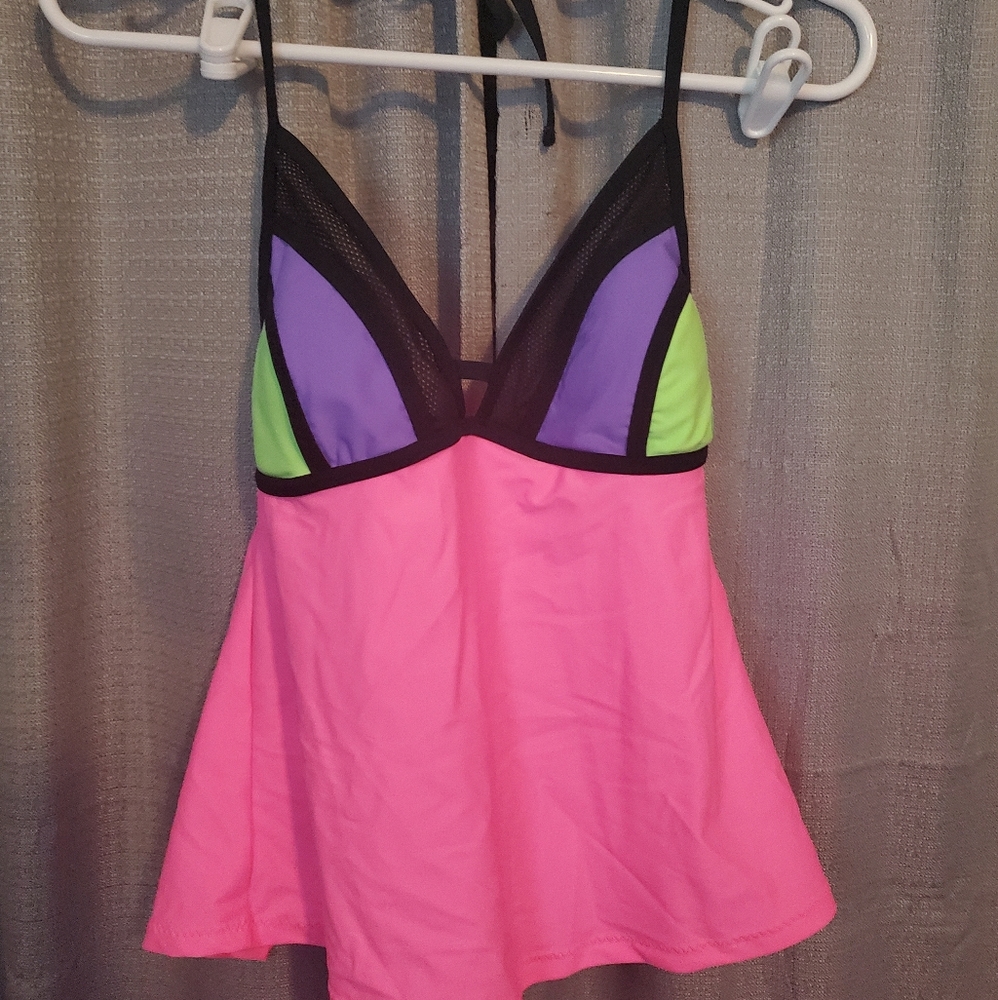 NWT Neon Tankini bathing suit top OP